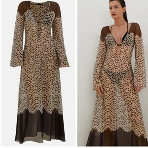 Caroline Constas Lidi Long Cover Up Tunic Beach Swim Cover-up